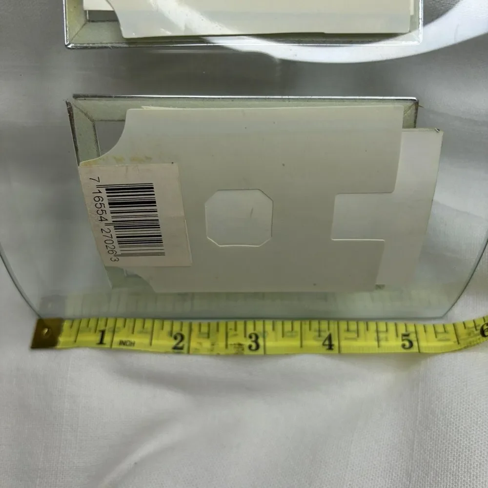 Curved 5.5” X 6.5” Clear Glass With Silver Frame Holds Double 2”x3” Photos
